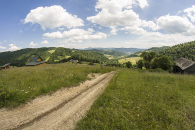 Hiking path in Gorce Mountains, Part of Beskidy Mountains, Poland, near Ochotnica Gorna village